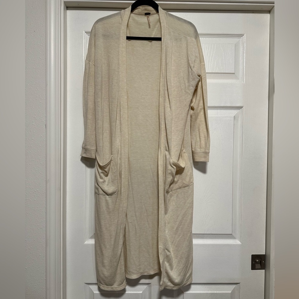 Poof Cream White Beige Long Sleeve Open Cardigan Women's Size S